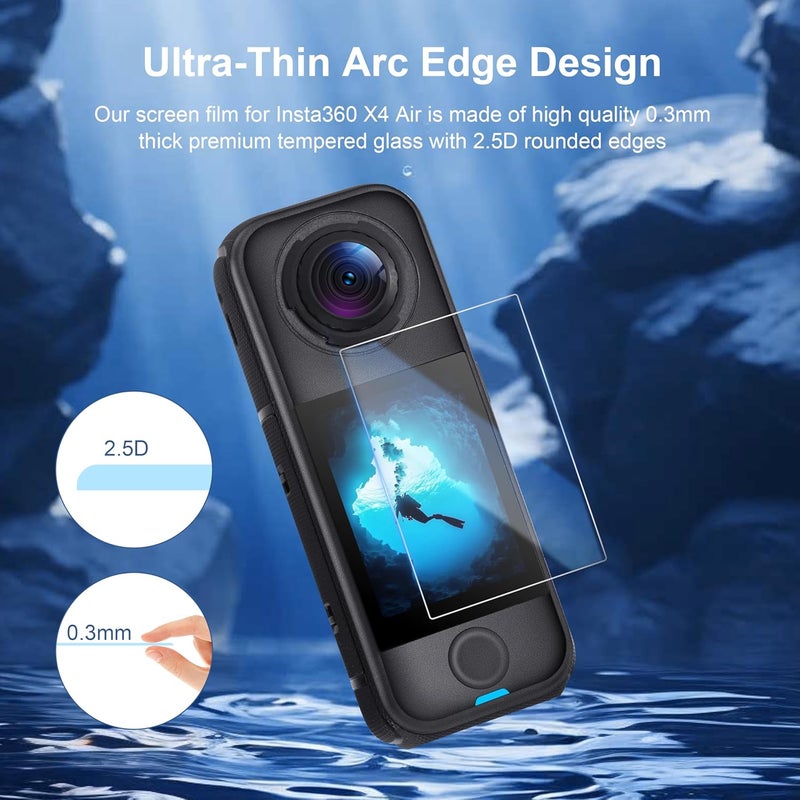STARTRC حماية شاشة لـ Insta360 X4 Air، زجاج مقسى بصلابة 9H تغطية كاملة مع مجموعة تركيب، دقة عالية، تصميم منحني، مضاد لبصمات الأصابع - Image 4